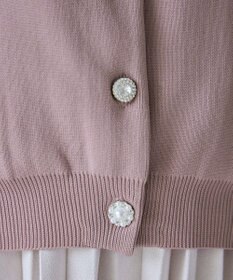 Tiaclasse L 【洗える】中空糸ビジューボタンカーディガン