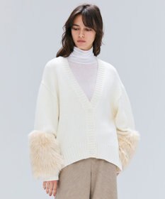 BEIGE， 【洗える】CHESTER / フェイクファーVネックカーディガン