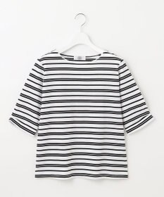 J.PRESS LADIES 【接触冷感・UVケア】 スムースジャージー タックスリーブ ボーダー カットソー