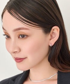 Phoebe 【金属アレルギー対応】ワンタッチビジューフープミニピアス　シルバー/サージカルステンレス