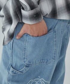 WEGO 【ウエスト紐で調整】イージーペインターグラフィックデニムパンツ