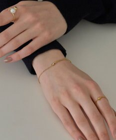 Phoebe 【金属アレルギー対応】グッリターハーフバングルチェーンブレスレット/サージカルステンレス