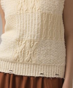 GRACE CONTINENTAL パッチワークニットトップ