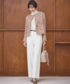 23区 L GIOLICAツイード ノーカラー ボタン ジャケット