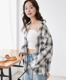 WEGO 【ユニセックス着用ITEM/SMLサイズ展開】オンブレチェックシャツ（LS）