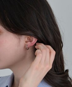 Phoebe 〈アレルギー対応〉ベーシックダブルフープセラミックピアス　シルバー