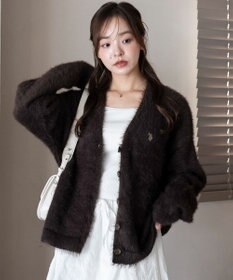 WEGO 【25年秋冬新作/WEB限定】別注USPOLOシャギーニットカーデ