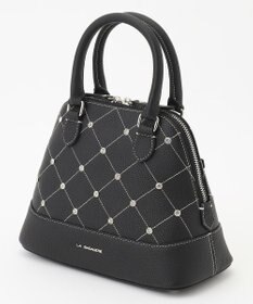 LA BAGAGERIE ラインストーンリベット　カウレザー2wayハンドバッグ