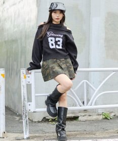 WEGO オープンショルダーナンバリングニット