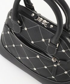 LA BAGAGERIE ラインストーンリベット　カウレザー2wayハンドバッグ