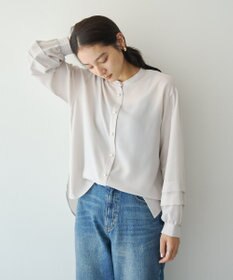 YECCA VECCA 2way裾アレンジパール釦ブラウス