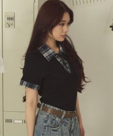 WEGO シャツカラーレイヤードSSトップ