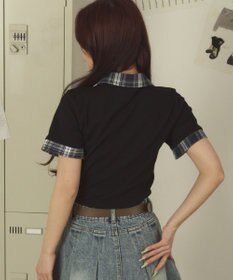 WEGO シャツカラーレイヤードSSトップ