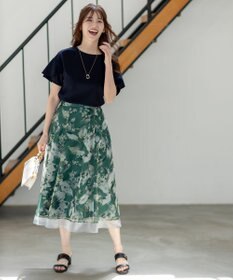 ANY SIS L 【前後着用・UVケア・洗える】2WAYジョーゼットジャージーフリル カットソー