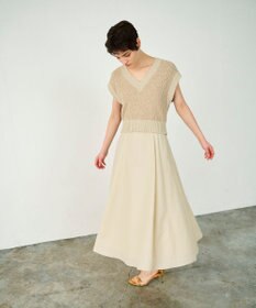 GRACE CONTINENTAL リネンタッチタックフレアスカート