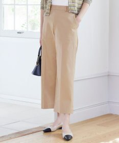 自由区 S 【UVカット・接触冷感・洗える】コットンサテンクロップド丈ワイドストレート パンツ