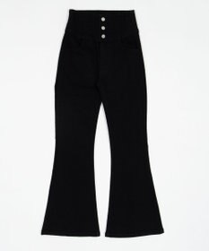 WEGO 【ストレッチ/美脚/脚長シルエット/XSSMサイズ展開】ハイウエストストレッチフレアデニムパンツ