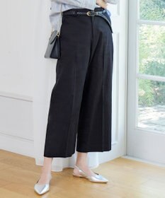 自由区 S 【UVカット・接触冷感・洗える】コットンサテンクロップド丈ワイドストレート パンツ