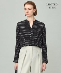 ICB L 【新色追加・WEB限定】BackSatinAmunzen キーネックブラウス