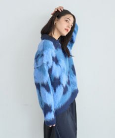 YECCA VECCA フラワー柄シャギーニット