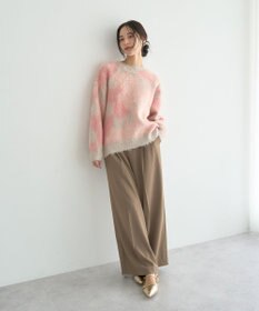 YECCA VECCA フラワー柄シャギーニット