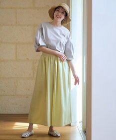 ANY L 【洗濯機可/ウエストゴム/UVケア】スパンボイル撥水スカートパンツ