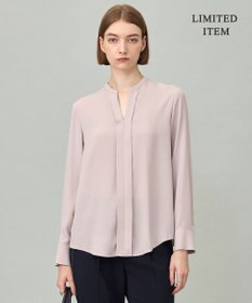 ICB L 【新色追加・WEB限定】BackSatinAmunzen キーネックブラウス