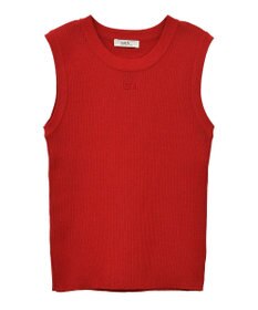 earth music&ecology ロゴ刺繍ノースリーブニットプルオーバー