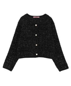 Maison de FLEUR ツイードニットカーディガン