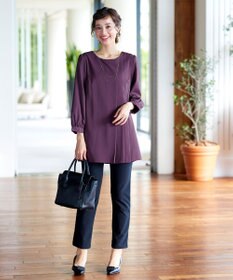 Tiaclasse 【洗える・スマート裏起毛】アシメタックチュニックブラウス