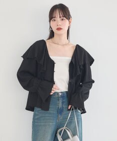 earth music&ecology 【予約】ラッフルカラーカットブラウス