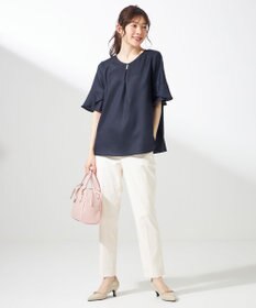 ANY SIS 【ストレッチ・接触冷感・撥水・UVカット・洗える】エアリーストレッチ テーパードパンツ