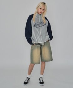 WEGO 【ユニセックス着用ITEM/MLサイズ展開】ラグラングラフィックニットブルゾン