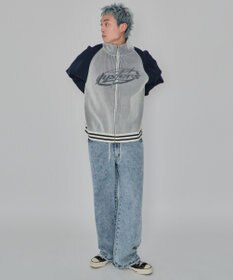 WEGO 【ユニセックス着用ITEM/MLサイズ展開】ラグラングラフィックニットブルゾン