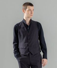 JOSEPH HOMME 新柄【洗える/ストレッチ/シワになりにくい/セットアップ対応可】クールドッツストレッチ ジレ ネイビー系