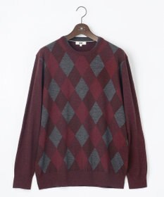 JOSEPH ABBOUD 【キングサイズ・滑らかな肌触り/洗える】 エクストラファインメリノアーガイルクルーネック  ニット