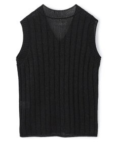 BEIGE， OPTICAL /  ペーパーヤーン Vネックリブニット