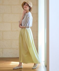 ANY L 【洗濯機可/ウエストゴム/UVケア】スパンボイル撥水スカートパンツ