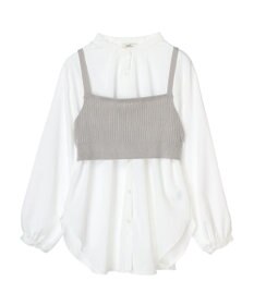 earth music&ecology ＳＥＴ２点ニットビスチェ＋ノーカラーシャツ