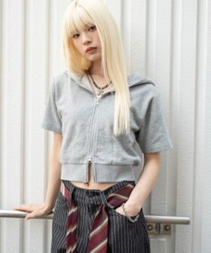 WEGO 【セットアップ対応】半袖ショートZIPパーカー