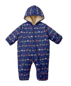 MIKI HOUSE HOT BISCUITS 【70-100cm】 裏ボアフリース 総柄ジャンプスーツ