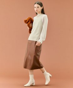 BEIGE， 【Precious 9月号掲載】CLYDE / ステッチベルトラムレザースカート