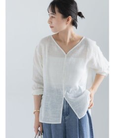 Te chichi レーヨンリネンメッシュシャツ