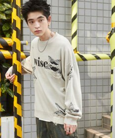 WEGO 【ユニセックス着用ITEM】ダメージジャガードニットプルオーバー