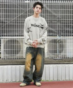 WEGO 【ユニセックス着用ITEM】ダメージジャガードニットプルオーバー