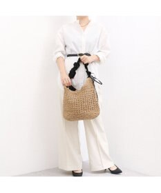 UNBILLION カシュカシュ cachecache / ドロストフリルハンドル地柄編みトート カゴバッグ
