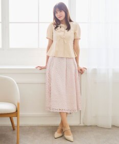 Feroux フラワー刺繍 フレアスカート