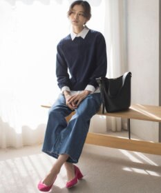 組曲 L ライトデニム セミワイドパンツ