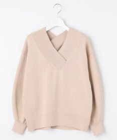 自由区 【XSサイズ～/洗える】コットンブレンドコード Vネックニット
