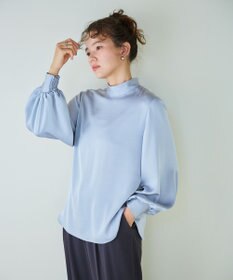 #Newans 【ストレッチ】〈花乃まりあさんコラボ〉ハイネックブラウス